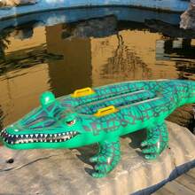 1pc Inflatable Green Crocodile Floating Board, Swimming Equipment - Green - View 4