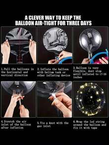 8个/套 LED 漂浮波浪气球，适用于婚礼装饰、生日派对装饰、宴会装饰和家居卧室装饰，无需电池，气球配件，生日气球，气球花环，自发光漂浮装饰，室内/室外均可使用 - 彩色 - 查看 8