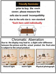 1 件毛绒加厚沙发垫套，现代简约防滑沙发座垫，防尘可洗沙发套，柔软防褪色，宠物友好，适合 L 型沙发和 1/2/3/4 座沙发，适用于卧室、办公室、客厅 - 米色 - 查看 12