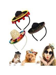 1pc Mexican Party Hat Headband, Carnival Halloween Hair Hoop Mini Hat,Christmas - Khaki - View 11