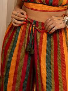 Striped Viscose Printed Pantaloons Night Travel Formal And Evening Holiday Daily Summer - 列印 - 查看 2