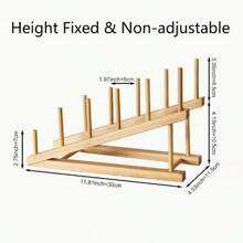 1pc Bamboo Plate Holder Rack, Kitchen Storage Organizer For Plates, Bowls, Cups, Pot Lids And Cutting Boards, Multipurpose Bamboo Drying Rack, Shelf, Home Kitchen Essentials