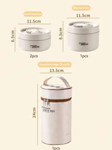 5件套304L不锈钢保温饭盒带储物袋和餐具，便携式双层带盖便当盒，适用于办公室、学校