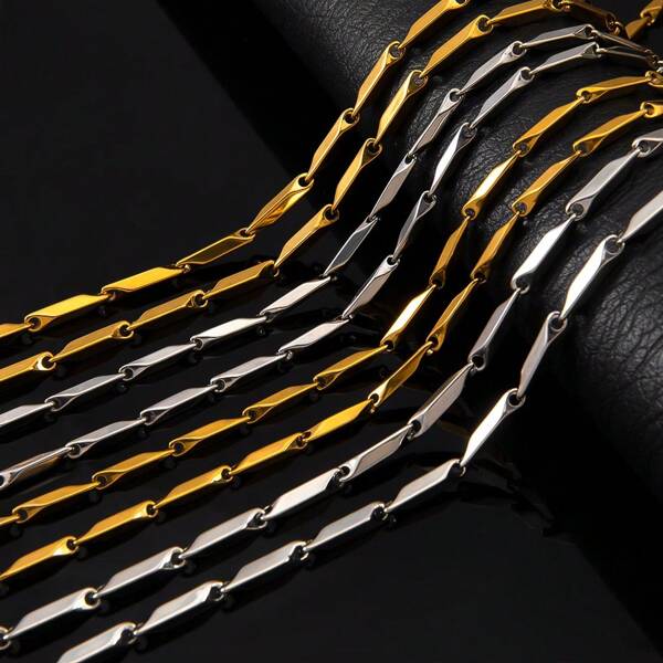 1m Fashionable Stainless Steel Rhombus Chain Stick Chain, Suitable For DIY Bracelet, Necklace, Sweater Chain Jewelry Accessories