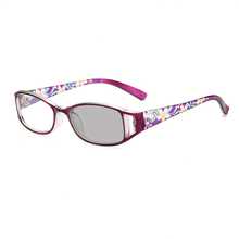 One Piece Of The European Custom-Made Series Women's Fashionable Color-Changing Old-Style Glasses - Adaptive Lens, Flower-Pattern Hollow Frame, +1.10 To +5.20 Times Magnification, Ultra-Clear Plastic Lenses, Comfortable For Indoor Wear, Vision Assistance, Spring Hinge Glasses - 黑色花朵 - 查看 6