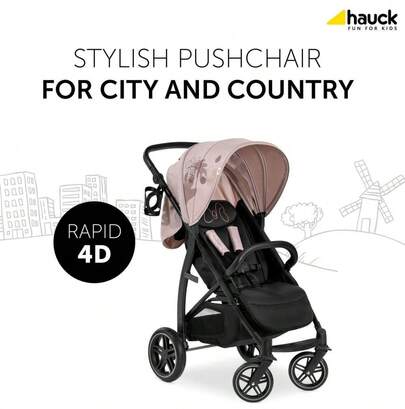  Carrinho de bebê Hauck RAPID 4D até 22 kg - Minnie Mouse - Rosa. Entrega em 24/48 horas.
