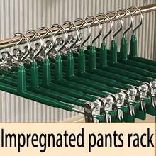 10 件无缝防滑裤架，节省空间的夹式衣架，适用于牛仔裤和长裤，衣服和裤子夹，适用于各种短裤和休闲裤，耐用 - 适用于儿童房和托儿所的存储和整理