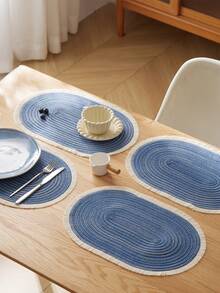 1/2/4/6/8pcs Minimalist Ombre Milk Coffee Oval Polyester Placemat