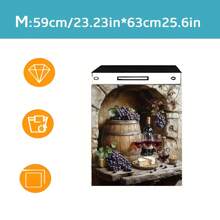 1pc Wine 2D Flat Magnetic Dishwasher Door Sticker - Waterproof, Easy To Clean, Reusable, Fits Dishwashers, Refrigerators, Washing Machines, Dryers, No Adhesive Needed, Kitchen Decor Accessory, Suitable For Most Dishwashers