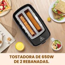 Tostadora 650w 2 Rebanadas 6 Niveles De Tostado Negra - Tipo de Enchufe A USA (110-127V) - Ver 3