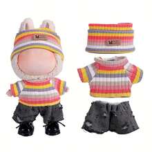 6.69-Inch Doll Clothes, Compatible With Labubu,1sets Of Decoration - Fashionable Bucket Hat And Sweater And Pants Or Skirt Set, Suitable For 6.69-Inch Dolls, Cute BuLabu Accessories, For Play And Display (Shoes And Dolls Not Included) - Multicolor - View 8