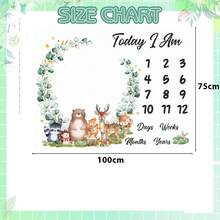 Manta de hitos para bebé niño o niña, manta de crecimiento de bebé con flores y animales, fondo de fotografía para recién nacidos con señales - Multicolor - Ver 6