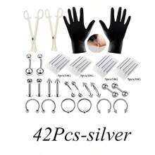 24/42/84件不锈钢穿孔套装 14G/16G 肚脐穿孔套装 鼻中隔穿孔套装 唇舌乳头耳穿孔套装 适用于所有穿孔的穿孔套装 - piercing kit - 查看 12