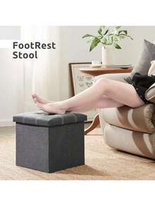 Free Shipping15 Inches Storage Ottoman Cube Set Of 2, Foldable Storage Boxes Footrest Step Stool, Padded Seat For Dorm Ving Room, Support 300lbs, Ne Fabric Grey Dgds - Grey-2pack - 查看 7