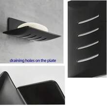 1PC Bathroom Wall Mount Metal Soap Dish Self Adhesive Shower Storage Soap Tray Mesh Rack Drain Soap Shelf High-Quality Accessory - Grey - View 3