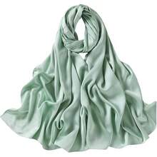 Luxury Satin Hijab Scarf Shawl Wrap Women Long - Sage Green - 查看 4