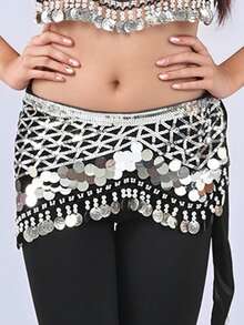 肚皮舞腰链 舞蹈服装腰部装饰 亮片流苏 表演臀巾 三角巾 腰巾 - 彩色 - 查看 3