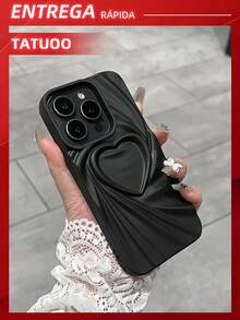 3D Heart Shape Phone Case, Drop-Proof Protective Soft Shell, Compatible With IPhone16 Pro Max/16Pro/16Plus/16/15/14/13/12/11 - 黑色 - 查看 6