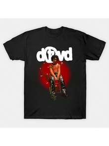 Men Plus Size D4vd Red Glow T-Shirt Pure Cotton Single-Sided Printed Round Neck Short Sleeved T-Shirt Big Men Size L-3XL 4XL 5XL 220g - 黑色 - 查看 1