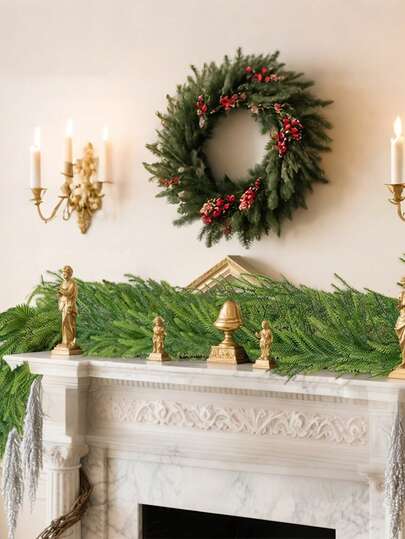 Guirlanda artificial de pinheiro Norfolk de Natal (183 cm), decoração multifuncional para pendurar, videiras artificiais de cedro, galhos e folhas verdes de pinheiro, decoração realista de Natal com plantas artificiais para áreas externas, adequada para mesa, lareira, parede, escada, decoração faça você mesmo para ambientes internos e externos | Decoração de Natal, sem eletricidade