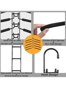 5pcs Heavy Duty Space-Saving Metal Hangers With Non-Slip Foam Pads - Multi-Layer Design For Coats, Sweaters, Suits, And T-Shirts - Perfect For Closet Organization, Hangers For Clothes