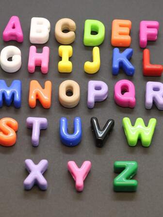 26pcs Fashionable New Acrylic Large Hole English Letter Bead For DIY Phone Lanyard, Shoe Accessory, Handmade Jewelry, Holiday Gift