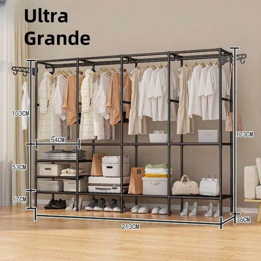 Double/Triple/Quadruple Clothes Rack Open Concept Clothes Organizer Modern Wardrobe - Nhiều màu - Xem 1