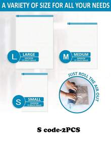 无需气泵，手卷袋，透明旅行收纳袋，真空压缩袋，防尘卷袋，旅行压缩袋，旅行箱和游轮必备，适合旅行、毕业季、返校季 - 無色 - 查看 10