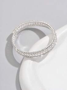 1pc Fashionable Minimalist Multi-Row CZ & Faux Pearl Women Bracelet, For Daily Wear