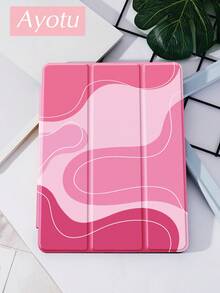 波浪涟漪抽象线条保护壳适用于 iPad 10.2 英寸 2021/2020 iPad 第 9/8 代，兼容三星 Galaxy Tab A8 10.5 英寸 2022，Tab 保护套，带笔架，支持自动睡眠/唤醒盖 - 彩色 - 查看 4