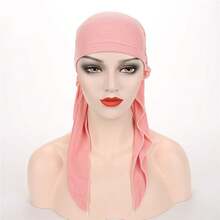 Womens Turban Chemo Hat Scarves Slip-Pre-Tied Headwear Bandana Sleep Hair Coverhalloween - 粉色 - 查看 7
