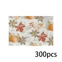 1/2/4/6 Pieces Of Autumn Polyester Placemats - Maple Leaf And Pumpkin Pattern Watercolor Design, 30x45 Cm, Machine Washable Table Mat, Suitable For Thanksgiving, Autumn Kitchen And Dining Decoration, Rural Seasonal Tableware, Autumn Table Decoration, Thanksgiving Plate Arrangement, High-Quality Fabric, Home Entertainment Decoration. - Multicolor - View 14