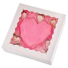 10 件自动弹出式烘焙盒，带窗口，10x10x2.5 英寸，棕色派盒，糕点 - 白色 - 查看 6