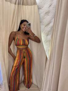 Striped Viscose Printed Pantaloons Night Travel Formal And Evening Holiday Daily Summer - 列印 - 查看 1