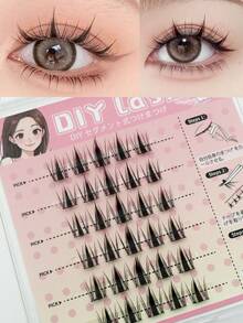 LASHIDOL 30 簇无胶睫毛延长，柔软自然假睫毛 DIY 套装，适合初学者且可重复使用 - 黑色 - 查看 6
