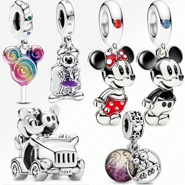 Disney 1 Pc Fashion Bee Wine Glass Dangle Charm Silver Plated Fit Bracelet Necklace DIY Holiday Gift