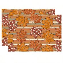 1/2/4/6 Pieces Of Autumn Polyester Placemats - Maple Leaf And Pumpkin Pattern Watercolor Design, 30x45 Cm, Machine Washable Table Mat, Suitable For Thanksgiving, Autumn Kitchen And Dining Decoration, Rural Seasonal Tableware, Autumn Table Decoration, Thanksgiving Plate Arrangement, High-Quality Fabric, Home Entertainment Decoration. - Multicolor - View 18
