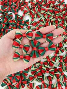 30pcs Mini Handmade Satin Ribbon Bows, Christmas Tree Decor Mini Bow Ornaments, Twisted Bow Decorations, Suitable For DIY Crafts Sewing Party Decorations, Christmas Tree Wedding Party Hanging Decor Sewing, Scrapbooking, Wedding, Gifts, Christmas Decorations, Christmas Packaging Ornaments