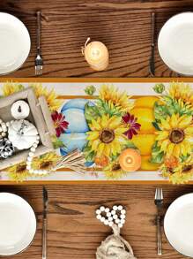 1 Stück/10 Stücke Herbst Kürbis-Tischläufer, Thanksgiving Dekoration, Erntedankfest Deko, Landhausstil, leinen-ähnliches Material, 33*91CM/33*183CM/33*274CM, Innen- und Außenraum, Party, Heim, Küche, Esszimmer Tischdekoration, Kürbis-Thema