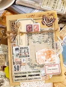 1 Gói (100 tờ) Giấy Vintage Phong Cách Ngẫu Nhiên, Thích Hợp Cho Việc Làm Sổ Lưu Niệm, Nhật Ký, Trang Trí Và Làm Nền, Có Gói Đơn Và Combo 4 Gói - Xem 4