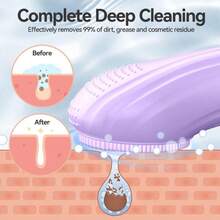 Facial Cleansing Brush Silicone Face Scrubber With Heat And Vibration 5 Speeds Waterproof Rechargeable Electric Face Scrub Brush For Men Women Deep Cleansing Exfoliating And Massage Purple