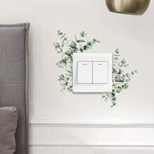 1/3/5 piezas Pegatinas de pared de interruptor con diseño de hojas de plantas verdes sencillas, decoración de pared de plantas verdes, calcomanías decorativas de interruptor, decoración del hogar fresca y verde, diseños de plantas verdes en varios estilos, patrón floral autoadhesivo, fácil de aplicar, adecuado para baño y decoración del hogar