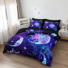 Sun And Moon Queen Comforter Set Purple Galaxy Bed In A Bag 8 Pcs Boho Chic Mandala Home Decor With 1 Cushion Cover - 紫色 - 查看 2