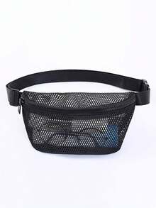 1 件网眼沙滩腰包，可调节网眼斜挎包，网眼手提包，配有可调节腰带，适合海滩、游泳、度假、旅行、野餐 - 彩色 - 查看 6