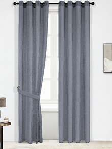 Plain Voile Muslin Basic Curtain (1 Piece) 140*260cm, Lightweight And Breathable, Soft Light Filtering, Suitable For Living Room, Bedroom And Balcony, Creating A Simple And Natural Living Atmosphere - 黑色 - 查看 1