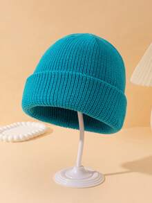 [85g Circunferencia de cabeza grande de alta calidad] Gorro grueso de punto de unicolor para hombres, gorro de punto versátil y de moda simple, sombrero de invierno cálido adecuado para otoño/invierno, uso diario y salidas de otoño - color sólido - Ver 22