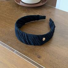 1 件简单百搭的褶皱面料头带，优雅时尚的宽边公主头带发饰，女士高端独特配饰，适合日常服装搭配、购物、旅行、温柔风格、返校季发饰、发带、发箍 - 彩色 - 查看 5