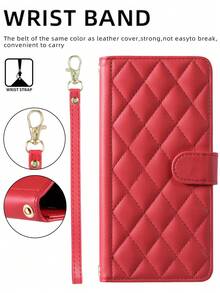 AWQUER 适用于三星Galaxy手机的钱包式翻盖保护套，适用于17E/17Air/16E/16/15/14/13/12/Mini/11 Pro/X/XS Max/XR/8/7/6 Plus/SE（2020/2022款），带信用卡槽，PU皮革材质，国际版，非国内版 - 紅色 - 查看 8