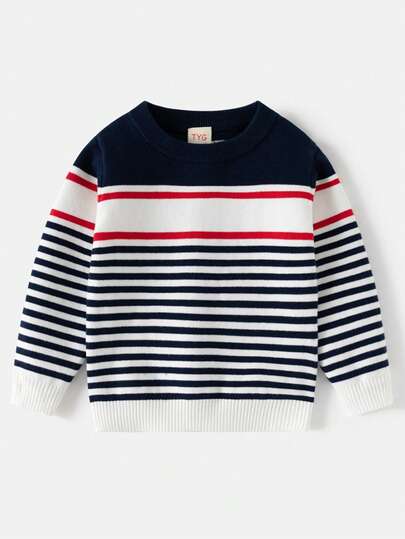 Young Boy Pullover Sweater, New Autumn/Winter Striped Korean Style Base Layer