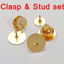 20/50Sets Brooch Pin Holder Tie Badge Back Replacement Flat Base Stabbing Butterfly Clasps For DIY Jewelry Making Accessories Gold 25pcs Silver 25pcs